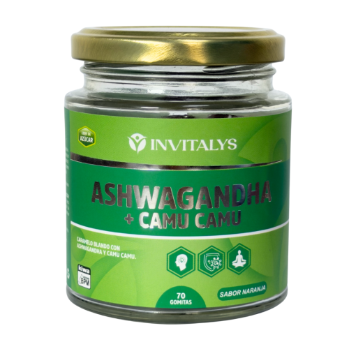 Ashwagandha + Camu Camu – Gomitas de Equilibrio y Calma (Sabor Naranja | 70  unidades)